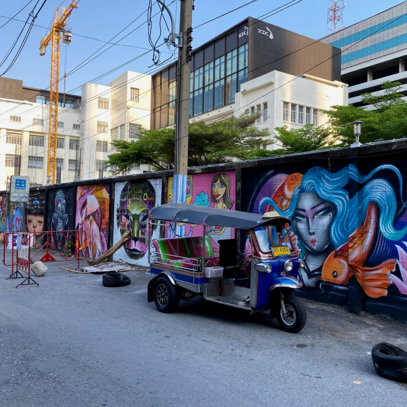 Surrounded by amazing street art in Bangkok Aurum Gallery